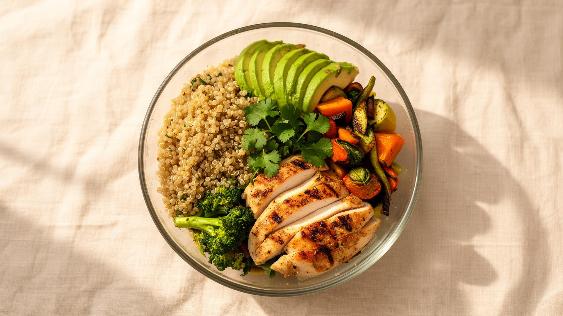 Freshly prepared healthy meal selection